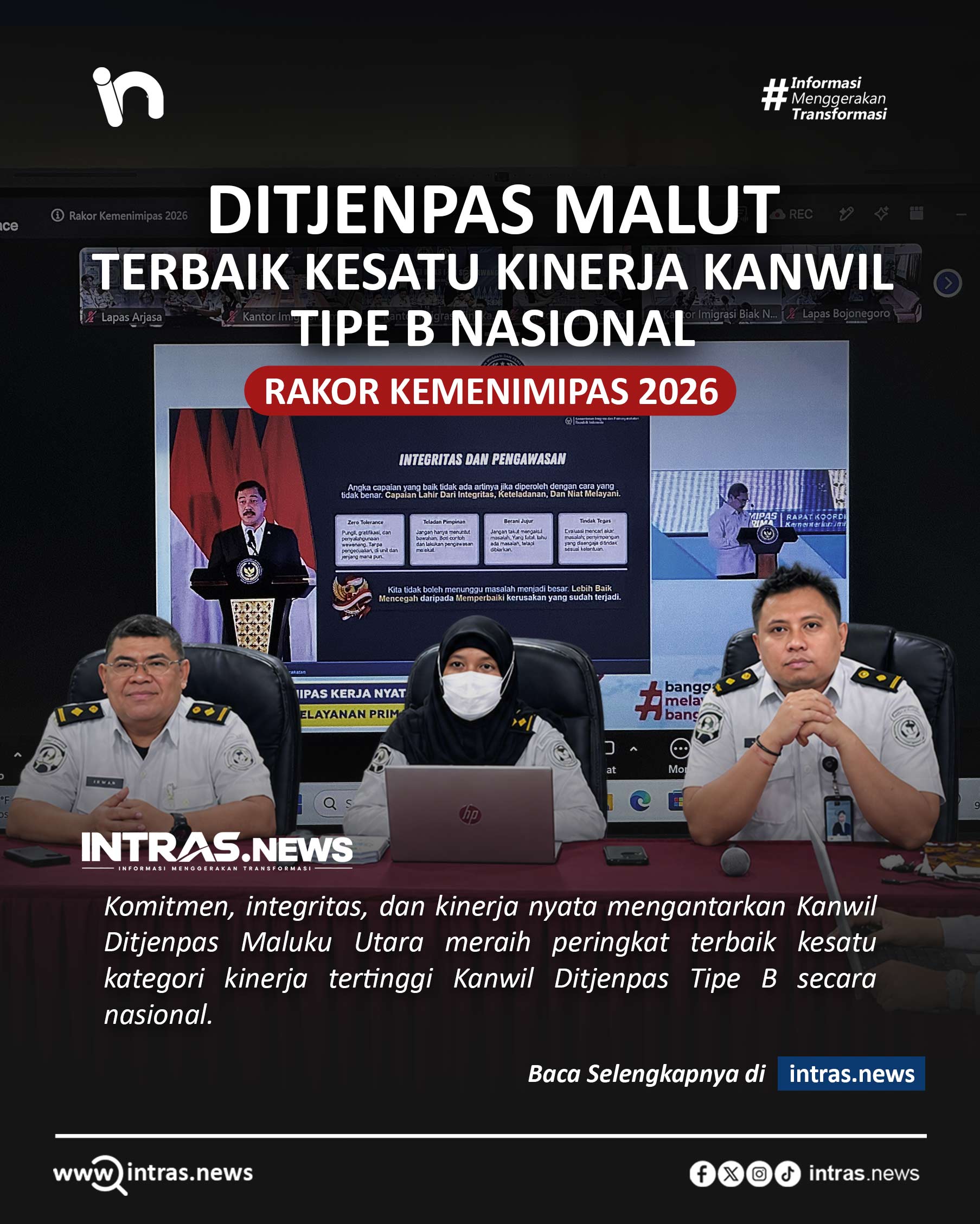 Evaluasi dan Aksi Riil, Ditjenpas Malut Raih Peringkat Terbaik Kesatu Kinerja Kanwil Tipe B Nasional
